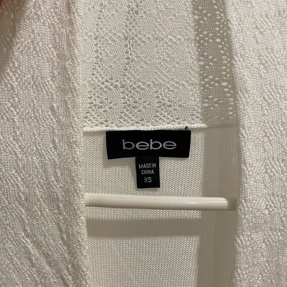 Bebe size XS White Knitted Top Short Sleeve Y2K Vintage - Picture 2 of 6